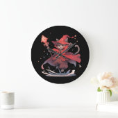 Niedlicher Red Mage Cat Hero Große Wanduhr (Zuhause)