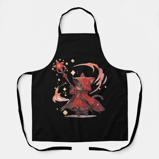 Niedlicher Red Mage Cat Hero Schürze (Vorderseite)