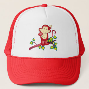 Niedlicher Red Monkey Animal Hat Truckerkappe