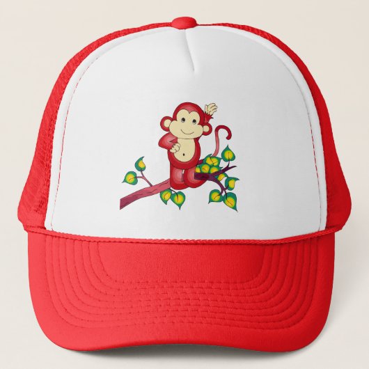 Niedlicher Red Monkey Animal Hat Truckerkappe (Vorderseite)
