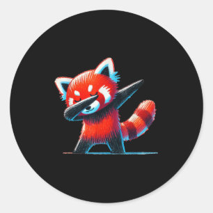 Niedlicher Red Panda Dabbing Tier Lover Z Runder Aufkleber