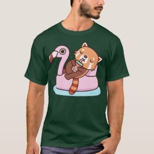 Niedlicher Red Panda mit Flamingo Pool Schwimmbad T-Shirt