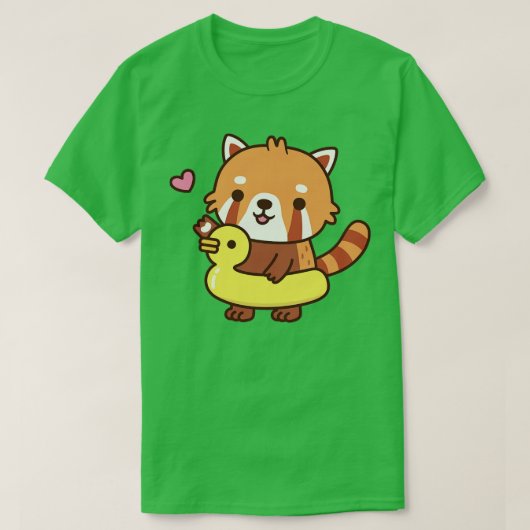 Niedlicher Red Panda mit gelbem Duck Pool Schwimmb T-Shirt (Design vorne)