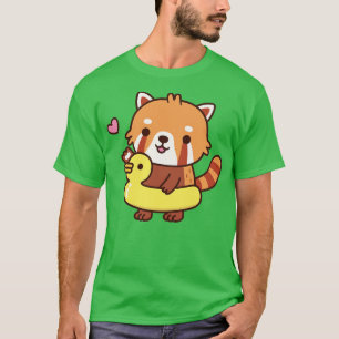 Niedlicher Red Panda mit gelbem Duck Pool Schwimmb T-Shirt