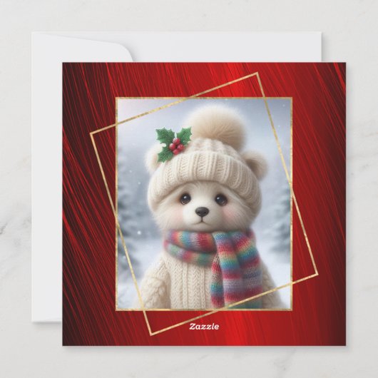 Niedlicher Red Polar Bär Weihnachten (Rückseite)