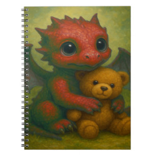 Niedlicher Red Puppy-Mit Augen Baby Dragon mit Ted Notizblock