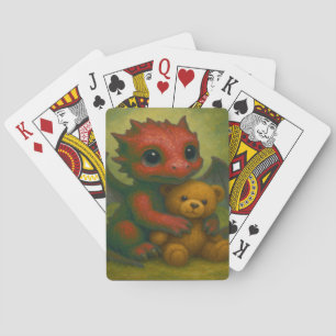 Niedlicher Red Puppy-Mit Augen Baby Dragon mit Ted Spielkarten