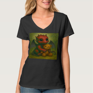 Niedlicher Red Puppy-Mit Augen Baby Dragon mit Ted T-Shirt