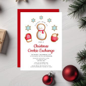 Niedlicher Red Snowman Weihnachts-Cookie-Exchange Einladung