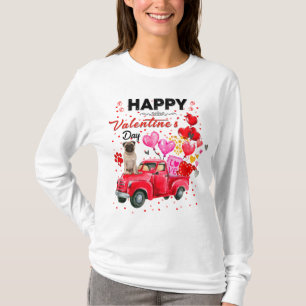 Niedlicher Red Truck Mops Valentinstag Kostüm T-Shirt