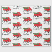 Niedlicher Red Truck Weihnachtsbaum Weihnachten We Geschenkpapier (Flach)