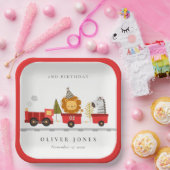 Niedlicher Red Woodland Animal Train jedes Alter G Pappteller (Party)