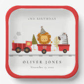 Niedlicher Red Woodland Animal Train jedes Alter G Pappteller (Vorderseite)