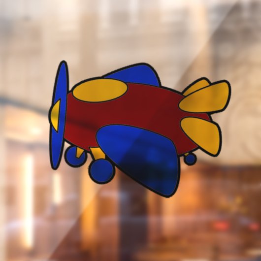 Niedlicher Red Yellow Blue Airplane Cartoon für Ki Fensteraufkleber (Blatt 2)