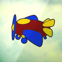 Niedlicher Red Yellow Blue Airplane Cartoon für Ki Fensteraufkleber