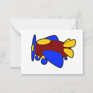 Niedlicher Red Yellow Blue Airplane Cartoon für Ki Mitteilungskarte