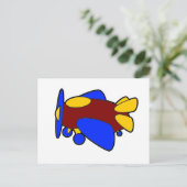 Niedlicher Red Yellow Blue Airplane Cartoon für Ki Postkarte (Stehend Vorderseite)