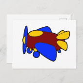 Niedlicher Red Yellow Blue Airplane Cartoon für Ki Postkarte (Vorne/Hinten)