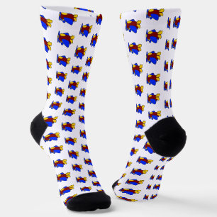 Niedlicher Red Yellow Blue Airplane Cartoon für Ki Socken