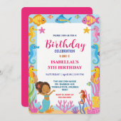 niedlicher Regenbogen Afro Meerjungfisch Geburtsta Save The Date (Vorne/Hinten)