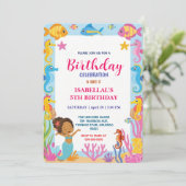 niedlicher Regenbogen Afro Meerjungfisch Geburtsta Save The Date (Stehend Vorderseite)