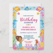 niedlicher Regenbogen Afro Meerjungfisch Geburtsta Save The Date (Vorderseite)