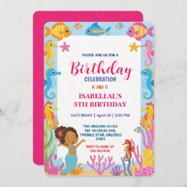 niedlicher Regenbogen Afro Meerjungfisch Geburtsta Save The Date