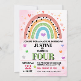 Niedlicher Regenbogen aller Altersgruppen Geburtst Einladung