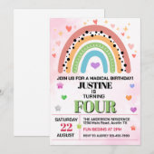 Niedlicher Regenbogen aller Altersgruppen Geburtst Einladung (Vorne/Hinten)