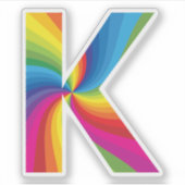 Niedlicher Regenbogen Alphabet K Aufkleber (Vorderseite)