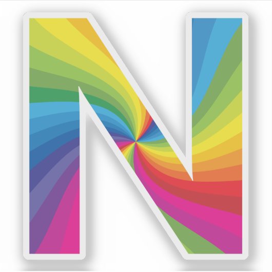 Niedlicher Regenbogen Alphabet N Aufkleber (Vorderseite)