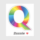 Niedlicher Regenbogen Alphabet Q Aufkleber (Blatt)