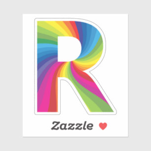 Niedlicher Regenbogen Alphabet R Aufkleber