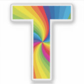Niedlicher Regenbogen Alphabet T Aufkleber (Vorderseite)