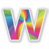 Niedlicher Regenbogen Alphabet W Aufkleber (Vorderseite)