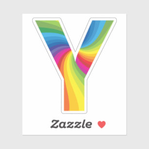 Niedlicher Regenbogen Alphabet Y Aufkleber