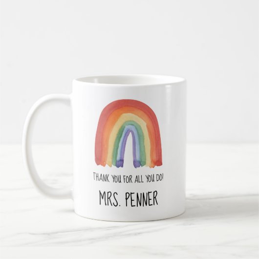 Niedlicher Regenbogen Aquarellfarben Dank Geschenk Kaffeetasse (Links)