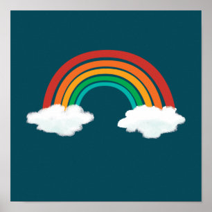 Niedlicher Regenbogen auf Wolkenmustern - Sommerge Poster