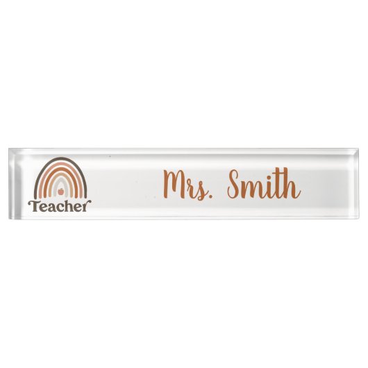 Niedlicher Regenbogen | Boho Teacher Namensplakette (Vorderseite)