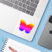 Niedlicher Regenbogen-Butterfly-Schnitt aus Vinyl  Aufkleber (Laptop mit iPhone)