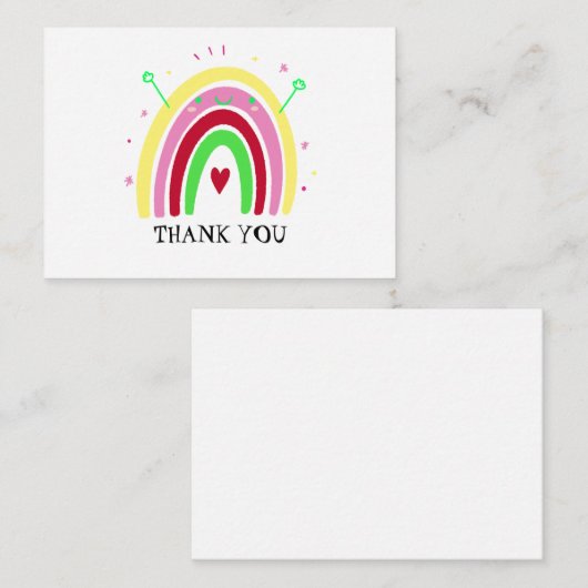Niedlicher Regenbogen Dankeschön Karte (Vorne/Hinten)