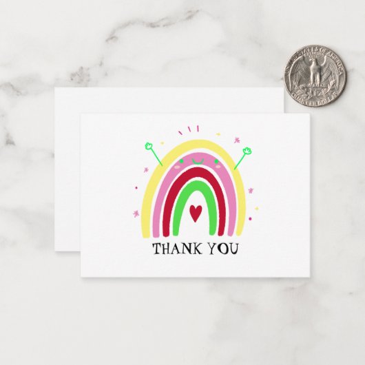 Niedlicher Regenbogen Dankeschön Karte (Vorderseite/Rückseite Beispiel)