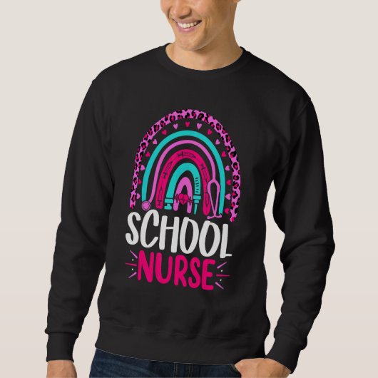 Niedlicher Regenbogen der Leopardenschule zurück z Sweatshirt (Vorderseite)