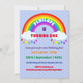 Niedlicher Regenbogen der Mädchen zum ersten Gebur Einladung (Vorderseite)