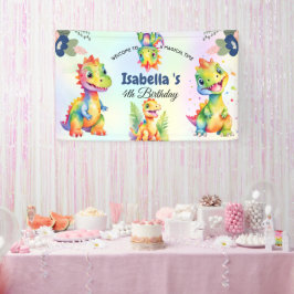 Niedlicher Regenbogen Dinosaur Happy Birthday Part Banner