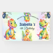 Niedlicher Regenbogen Dinosaur Happy Birthday Part Banner (Horizontal)