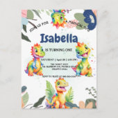 Niedlicher Regenbogen Dinosaur Happy Birthday Part Postkarte (Vorderseite)