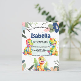 Niedlicher Regenbogen Dinosaur Happy Birthday Part Postkarte