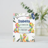 Niedlicher Regenbogen Dinosaur Happy Birthday Part Postkarte (Stehend Vorderseite)