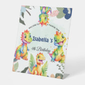 Niedlicher Regenbogen Dinosaur Happy Birthday Part Sockelschild (Vorderseite)